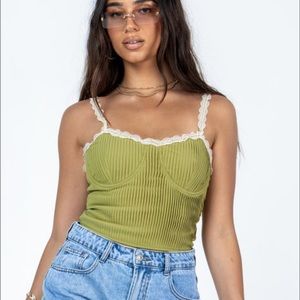 lacy green corduroy tank top